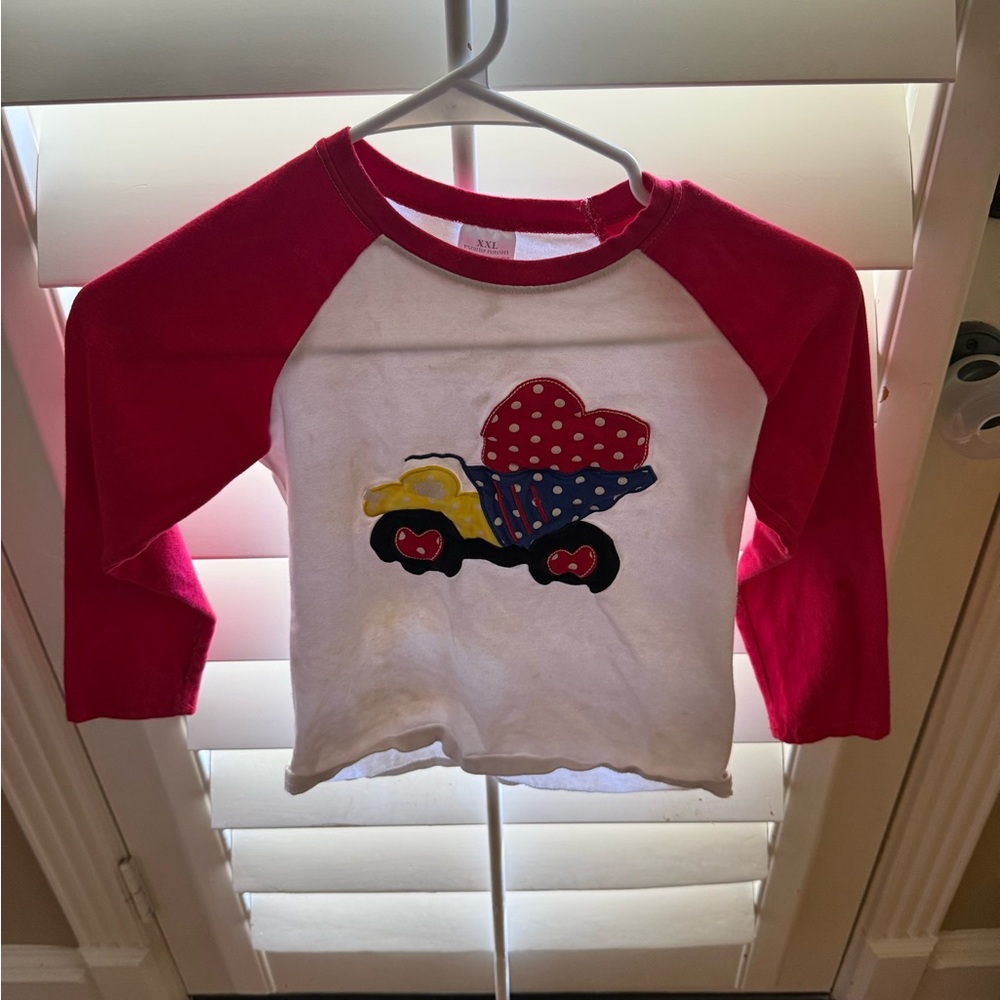 Red and White Kids Toy Shirt with Truck Design